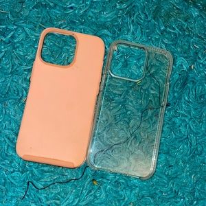 iPhone 12 Pro Max in good condition ones pink and one is clear